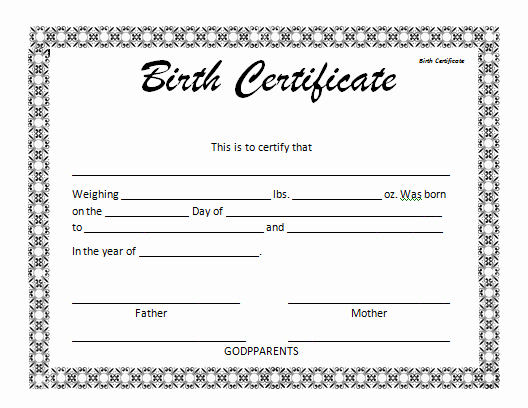 Blank Birth Certificate Template Elegant Birth Certificate Template Microsoft Word Templates