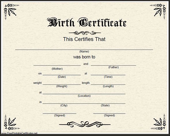 Blank Birth Certificate Template Inspirational Blank Birth Certificate