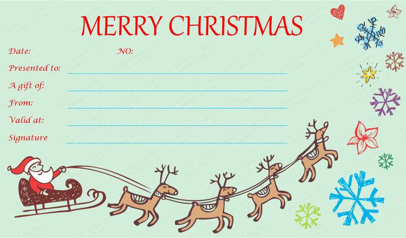 Blank Christmas Gift Certificate Template Beautiful Flying Reindeer Christmas Gift Certificate Template
