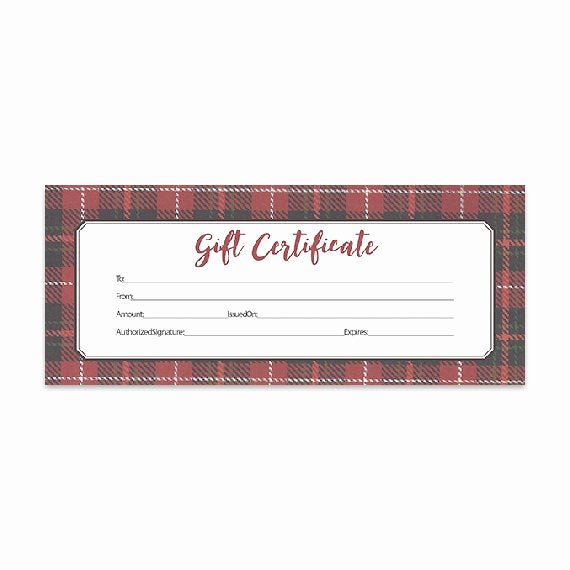 Blank Christmas Gift Certificate Template Elegant Buffalo Plaid Christmas Blank Gift Certificate Gift