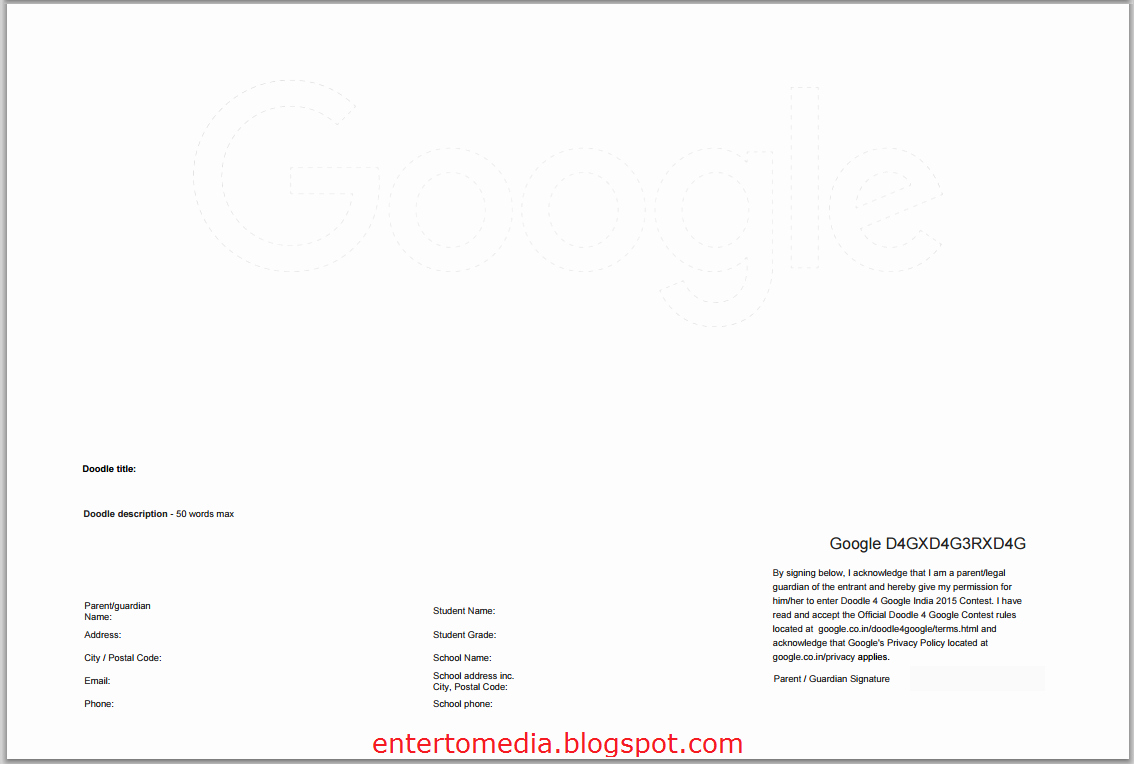 Blank Contest Entry form Template Elegant Create Doodle for Google India Homepage