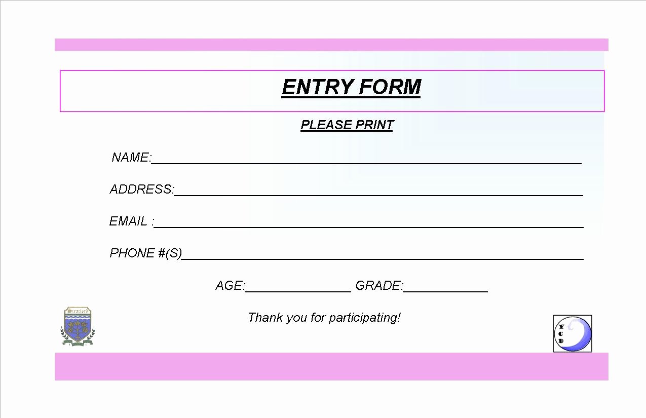 Blank Contest Entry form Template Inspirational Contest Entry form Template