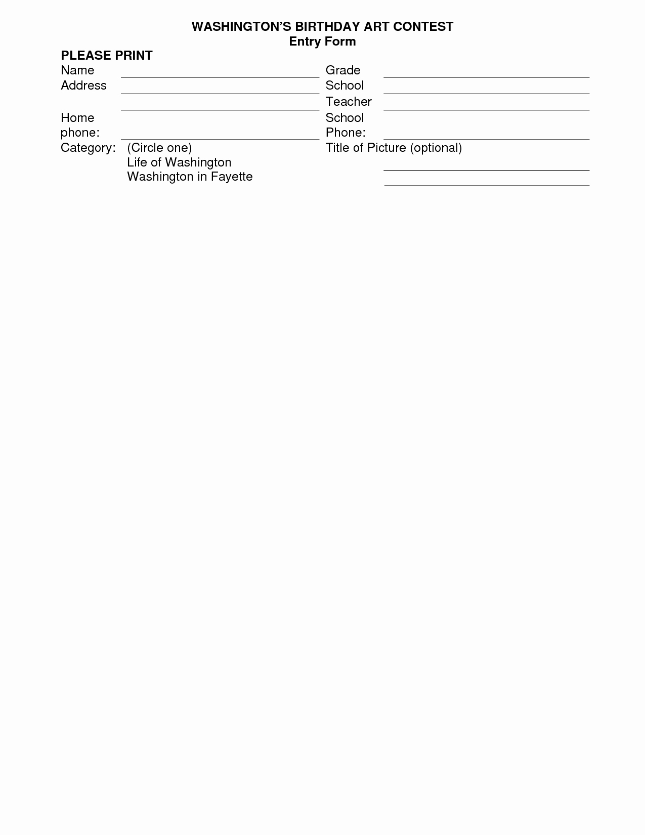 Blank Contest Entry form Template Unique 6 Best Of Drawing Entry forms Printable Blank