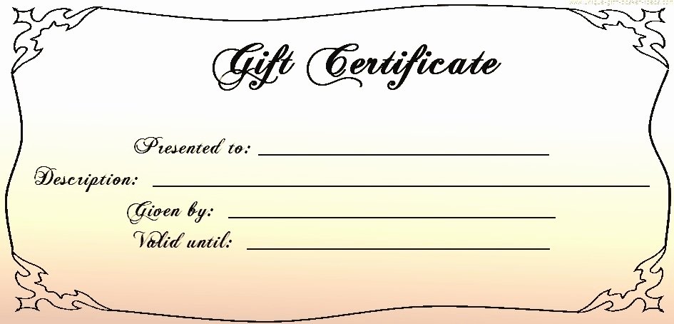 Blank Gift Certificate Paper Elegant Free Templates Gift Certificate Printable