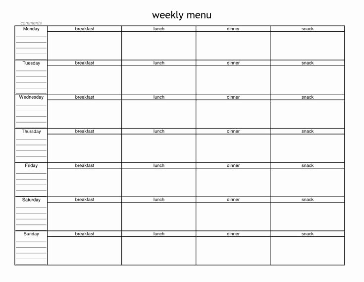 Blank Menu Template Free Elegant Blank Weekly Menu Planner Template
