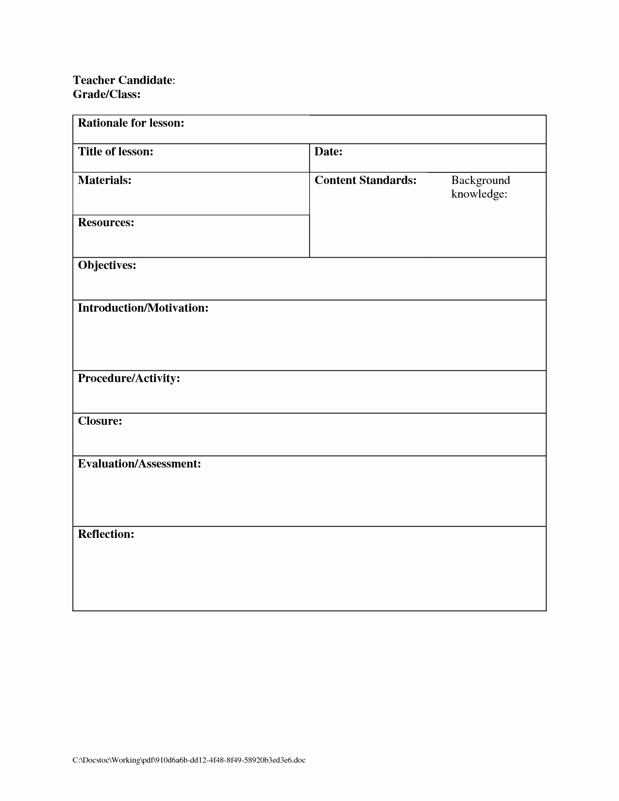 Blank Treatment Plan Template Luxury Printable Blank Lesson Plans form for Counselors