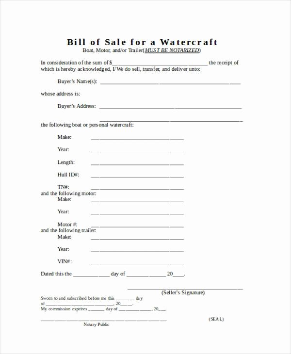 Boat Bill Of Sale Tn Elegant Free 36 Bill Of Sale forms In Word