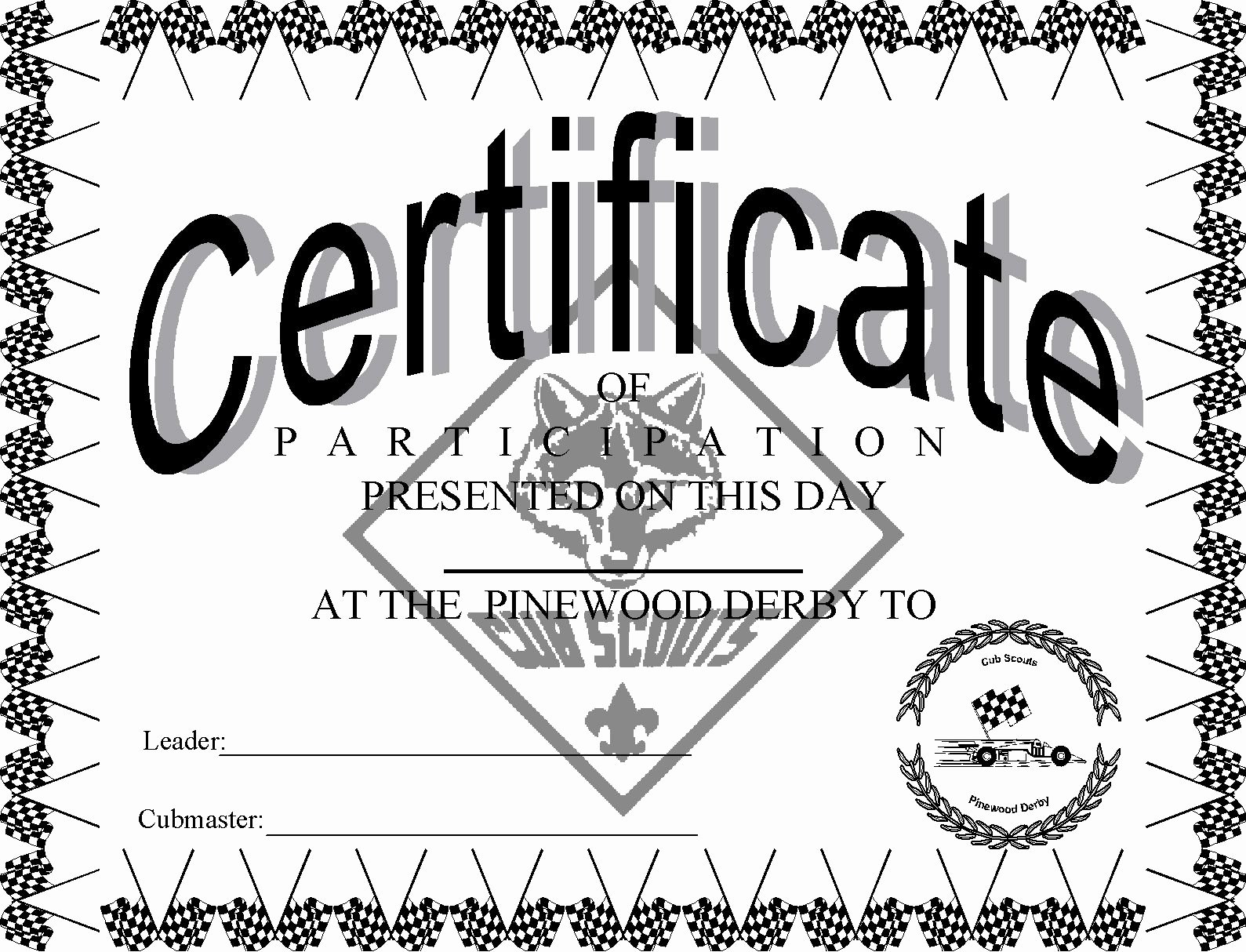 Boy Scout Certificates Templates Fresh Pinewood Derby Certificates Free Printable