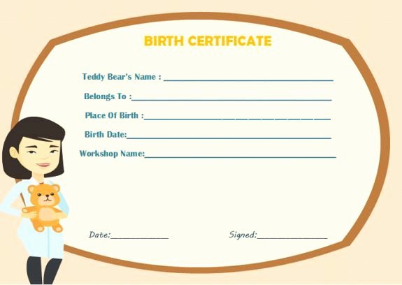 Build A Bear Birth Certificate Template Awesome Build Bear Workshop Certificate Birth Template