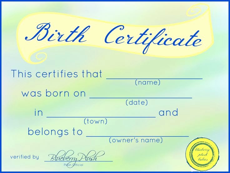 Build A Bear Birth Certificate Template Blank Unique Free Printable Stuffed Animal Birth Certificates