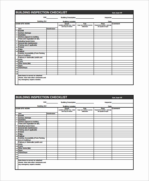 Building Inspection Checklist Fresh Free 17 Sample Home Inspection Checklist Templates In