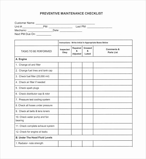 Building Maintenance Checklist Pdf Beautiful 26 Maintenance Checklist Templates Pdf Word Pages