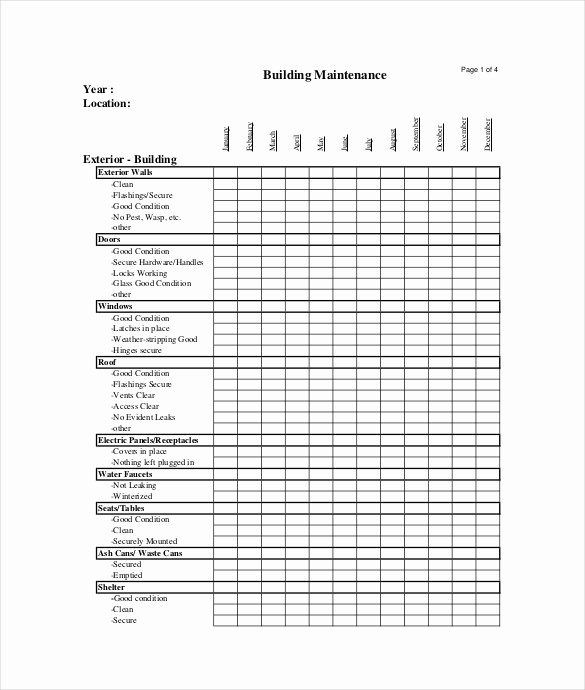 Building Maintenance Checklist Pdf Fresh Preventative Maintenance Checklist for Apartments