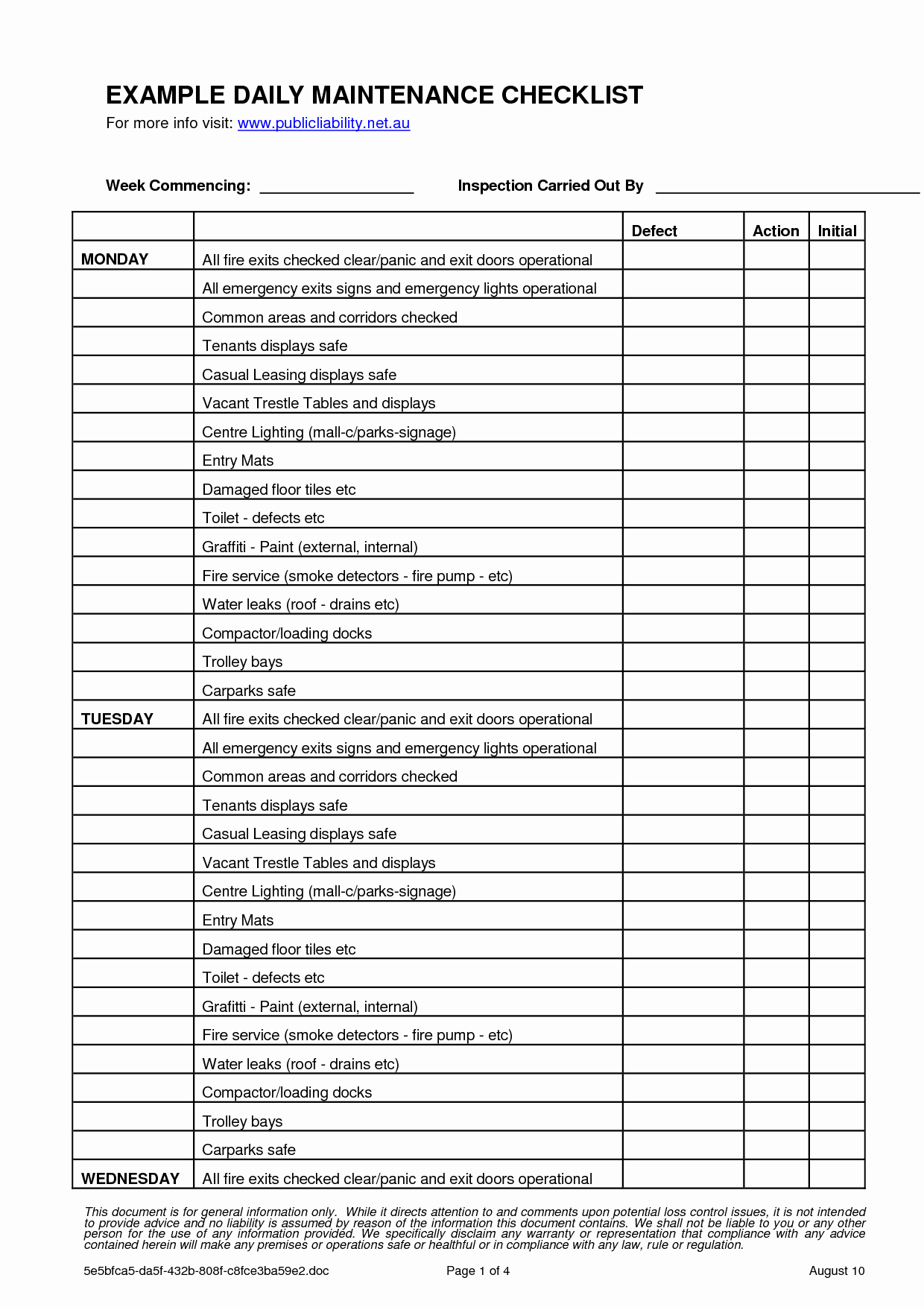  20 Building Maintenance Checklist Pdf Dannybarrantes Template