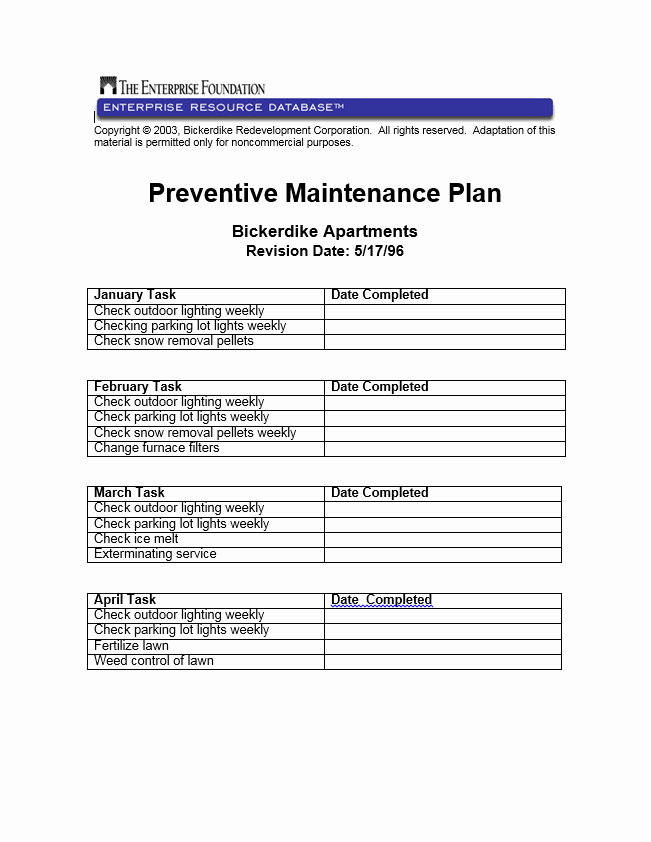 Building Maintenance Checklist Pdf Luxury Preventive Maintenance Plan