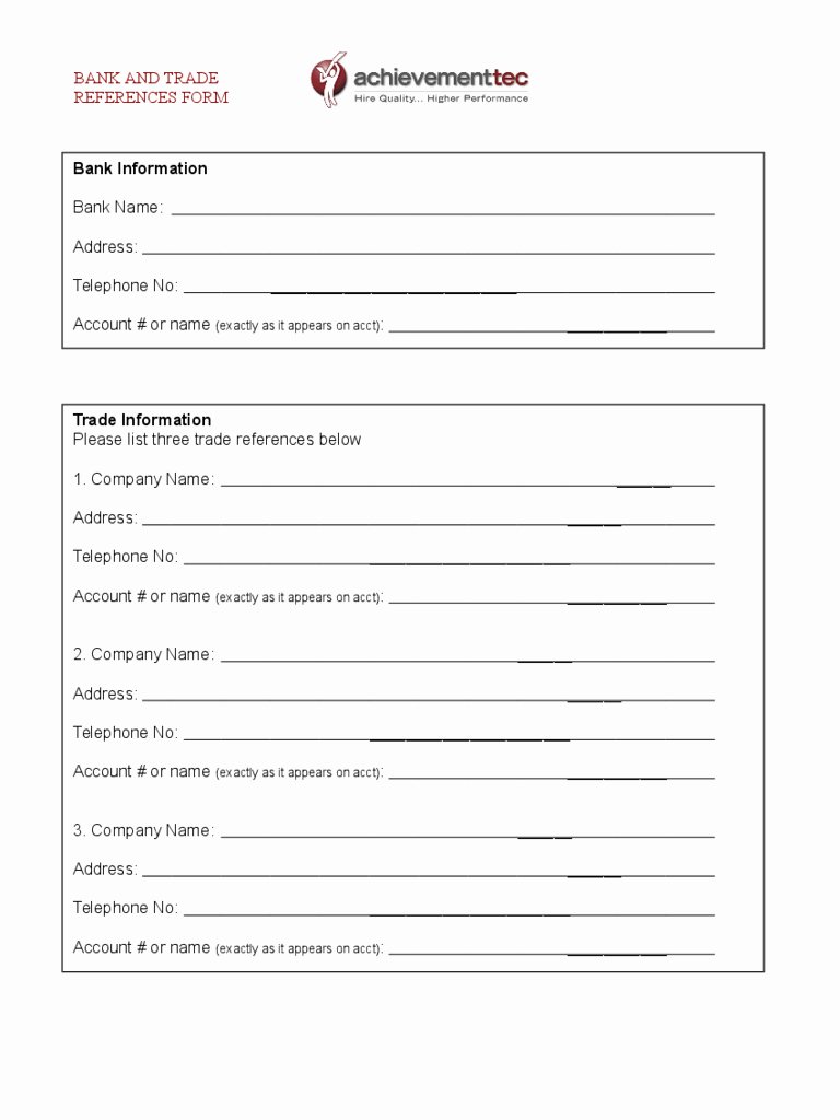Business Credit Reference form Lovely Credit Reference form Template Business Registratio Bank