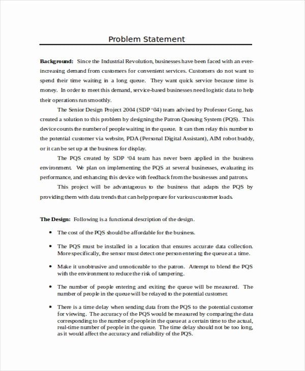 Business Problem Statement Example Best Of Free 34 Statement Examples In Doc