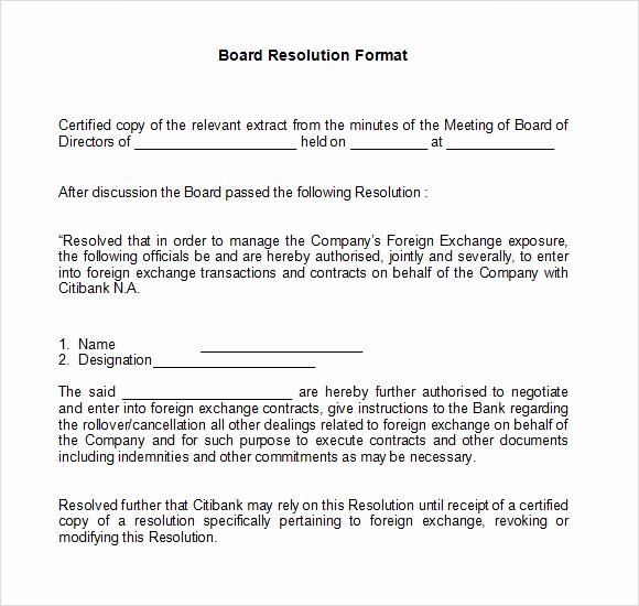 Business Resolution Sample Lovely 7 Board Resolution Samples Pdf Doc