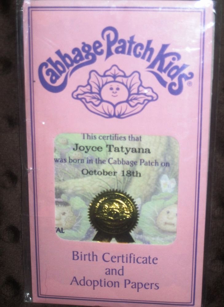 Cabbage Patch Doll Birth Certificate Template Inspirational 17 Best Images About Cabbage Patch Dolls On Pinterest
