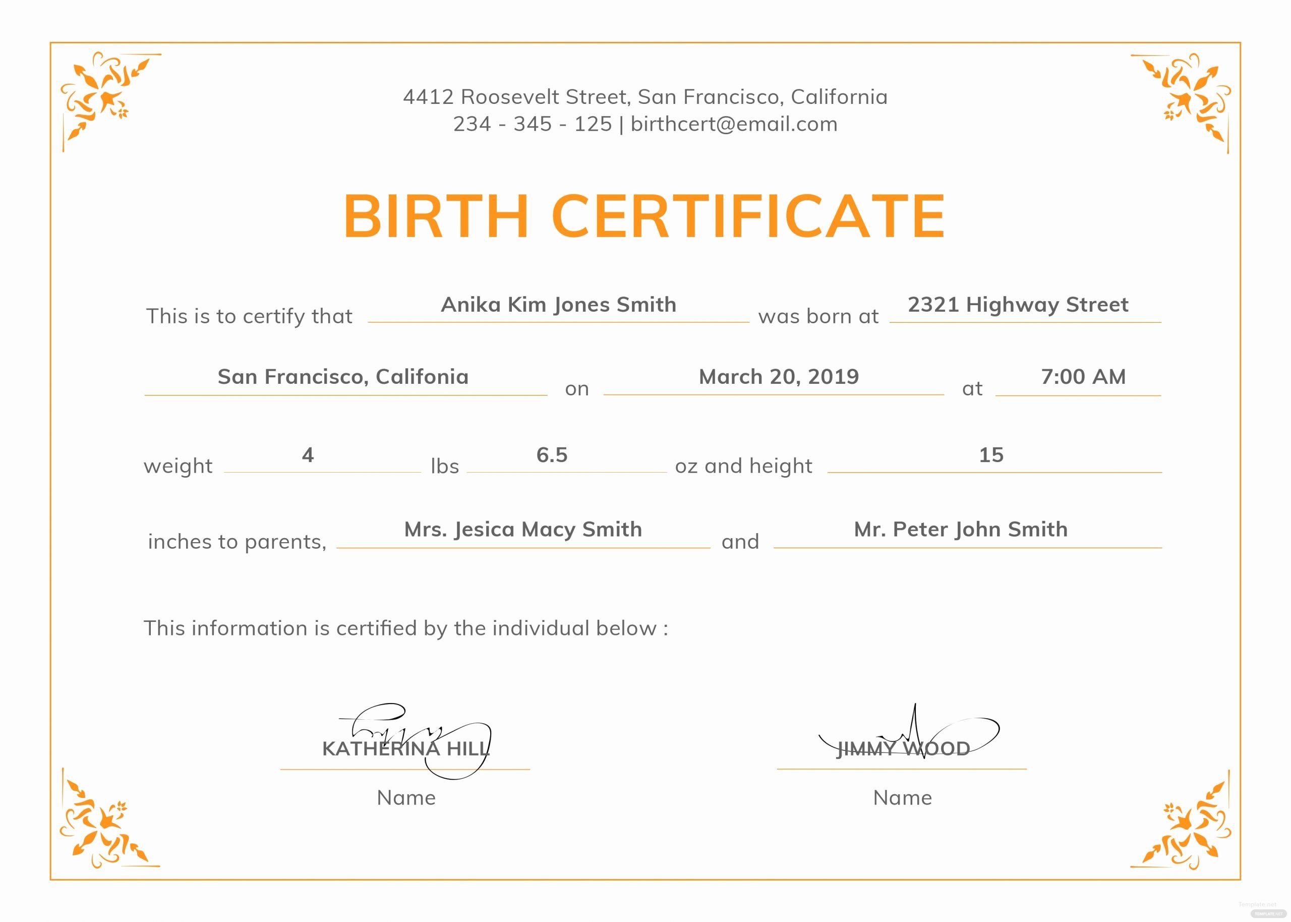 official birth certificate