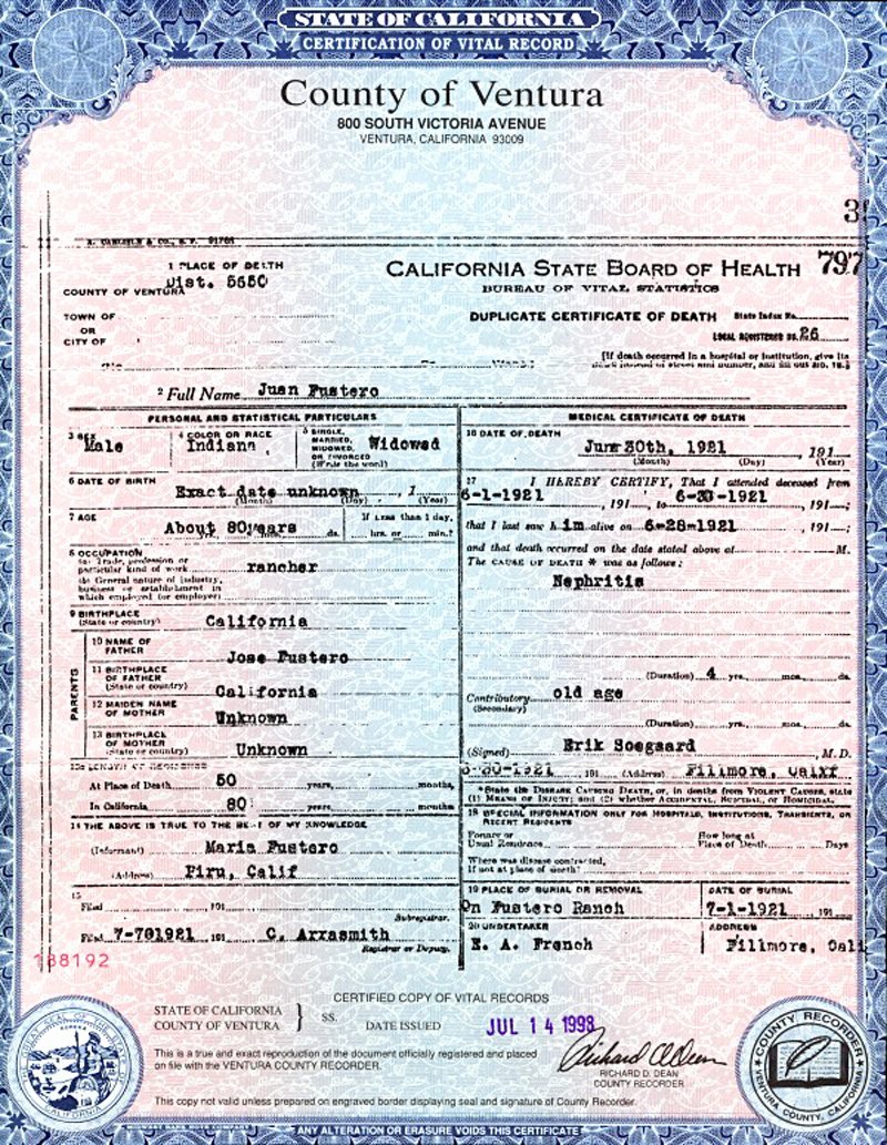 California Birth Certificate Template Elegant Scvhistory Lw2141 Tataviam Culture