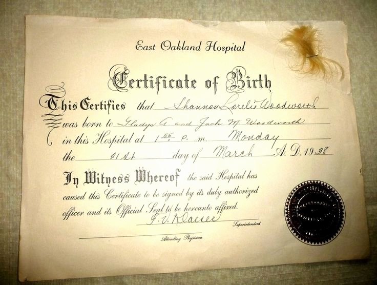 California Birth Certificate Template Luxury Vintage Birth Certificate East Oakland California with