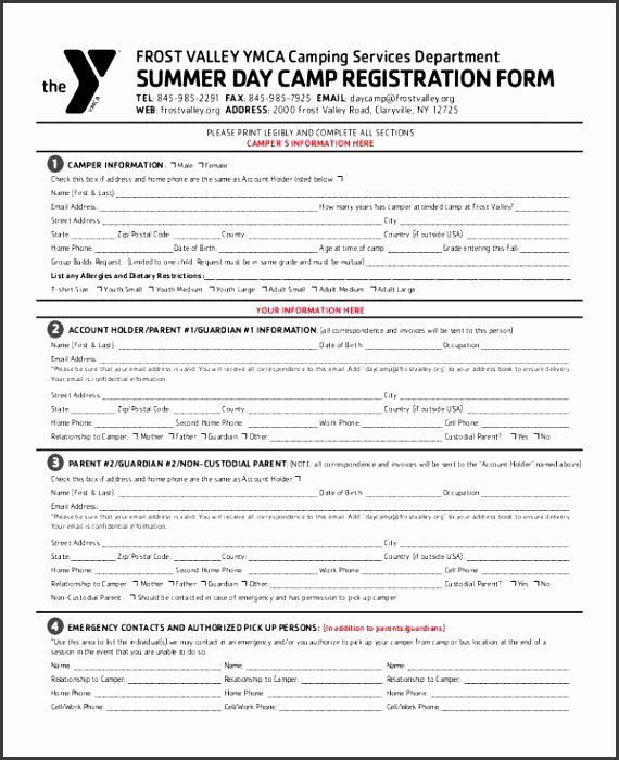Camp Registration forms Elegant 7 Summer Camp Registration form Template