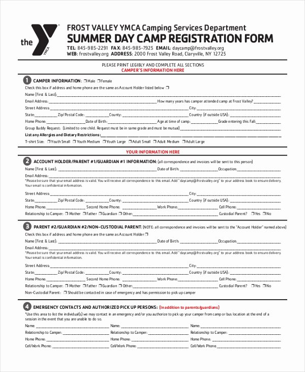 Camp Registration forms Elegant Free 10 Sample Summer Camp Registration forms