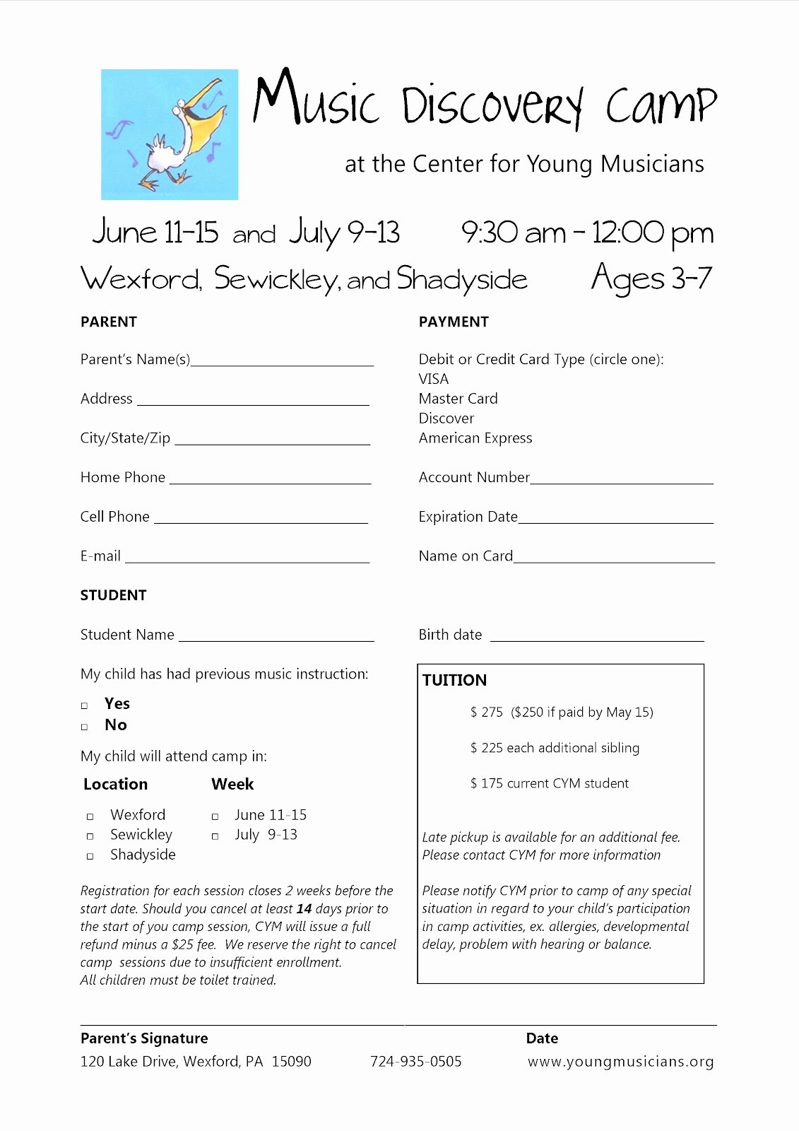 Camp Registration forms Elegant Take Note Music Discovery Camp 2012 Registering now