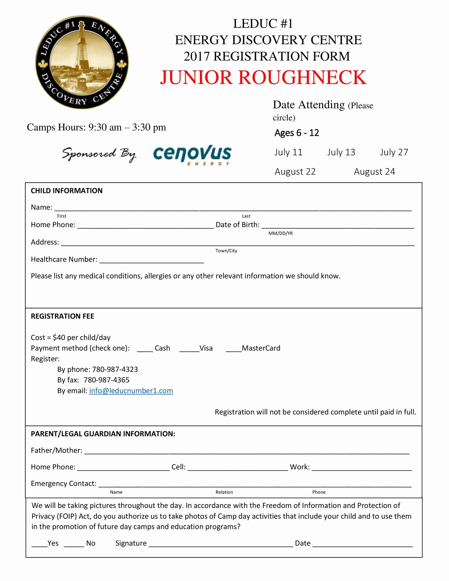 Camp Registration forms Inspirational Summer Camp Registration form Jr 2017 Pdf Docdroid