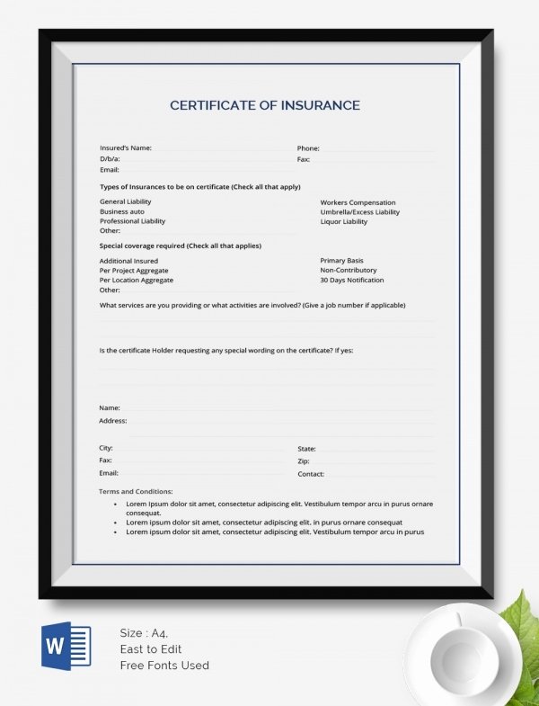 Car Insurance Certificate Template Lovely 25 Certificate Templates