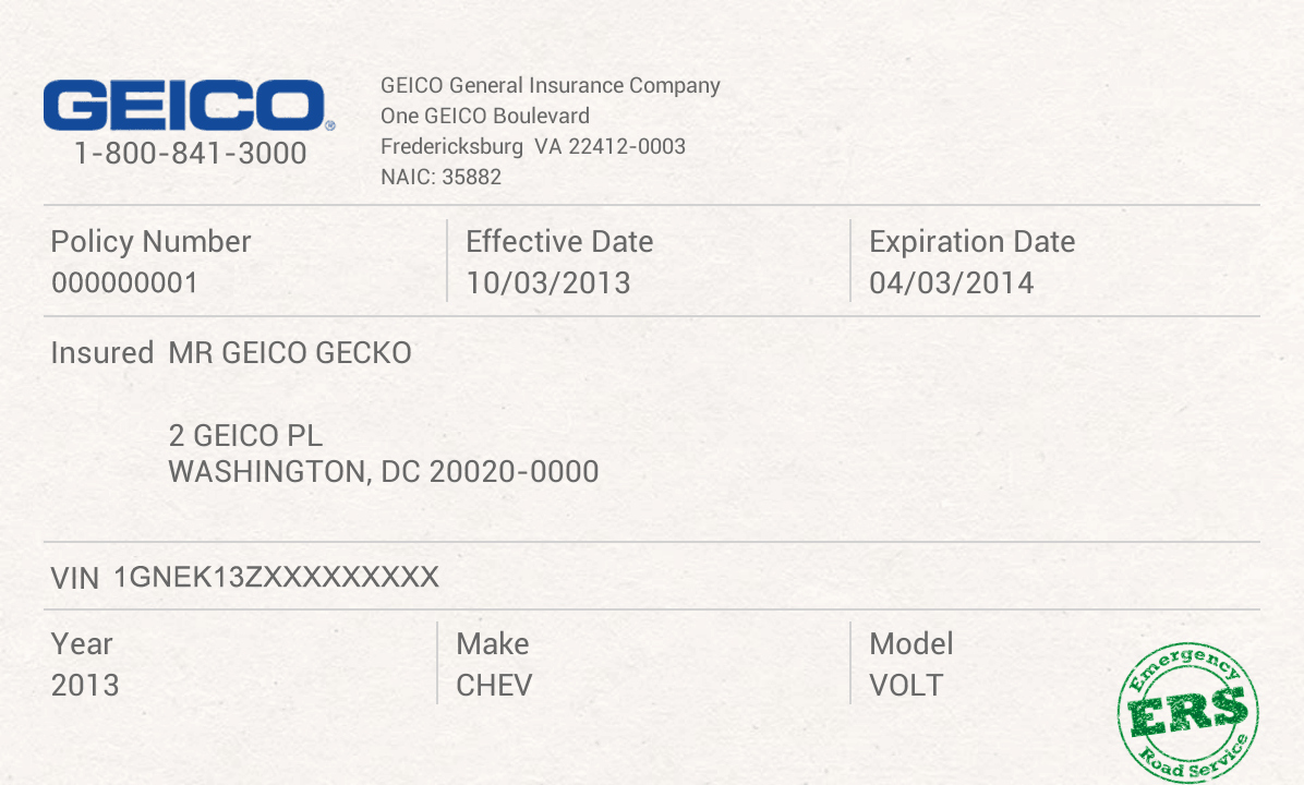 auto insurance card template