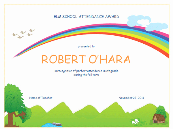 Car Show Award Certificate Template Inspirational Student attendance Award for Elementary School