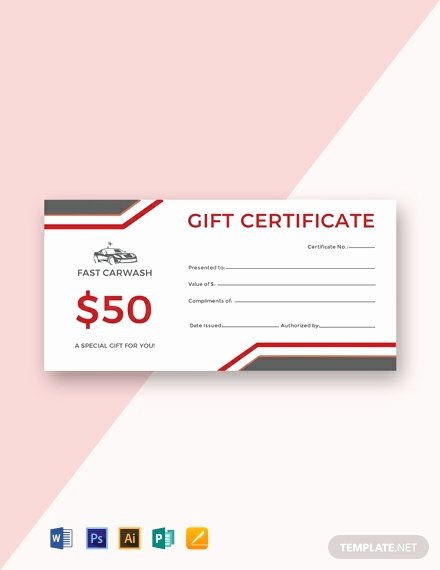 Car Wash Gift Certificate Template Lovely Free Carwash Gift Certificate Template Word