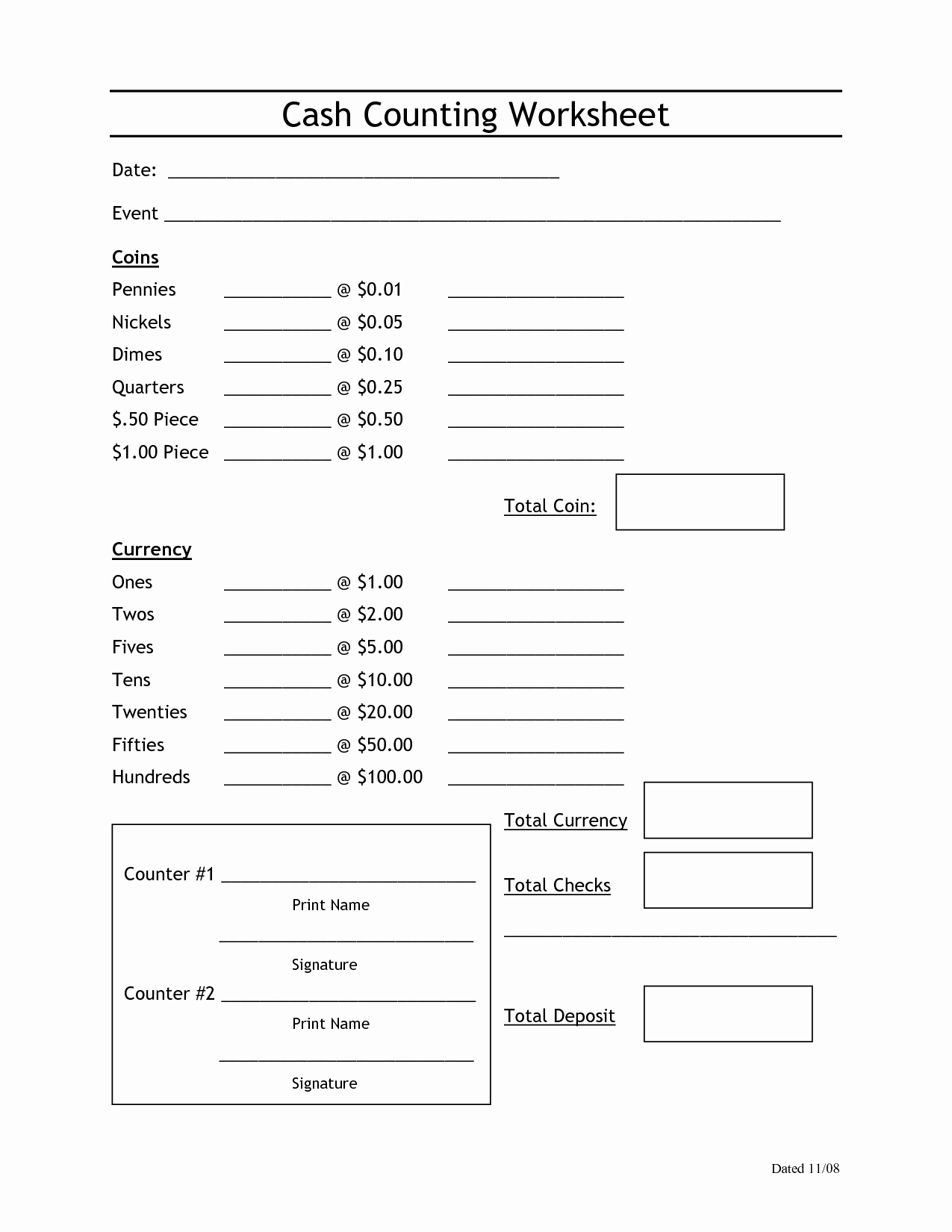 Cash Drawer Count Sheet Best Of Sample Cash Count Sheet Invitation Samples Blog