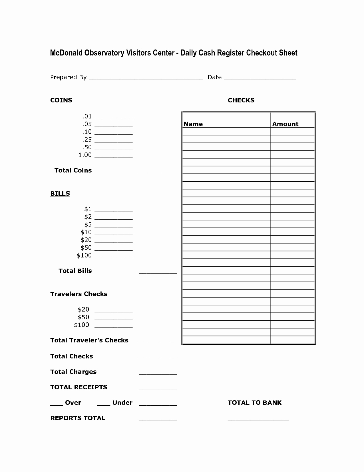 Cash Drawer Count Sheet Excel Beautiful Cash Drawer Count Sheet Template