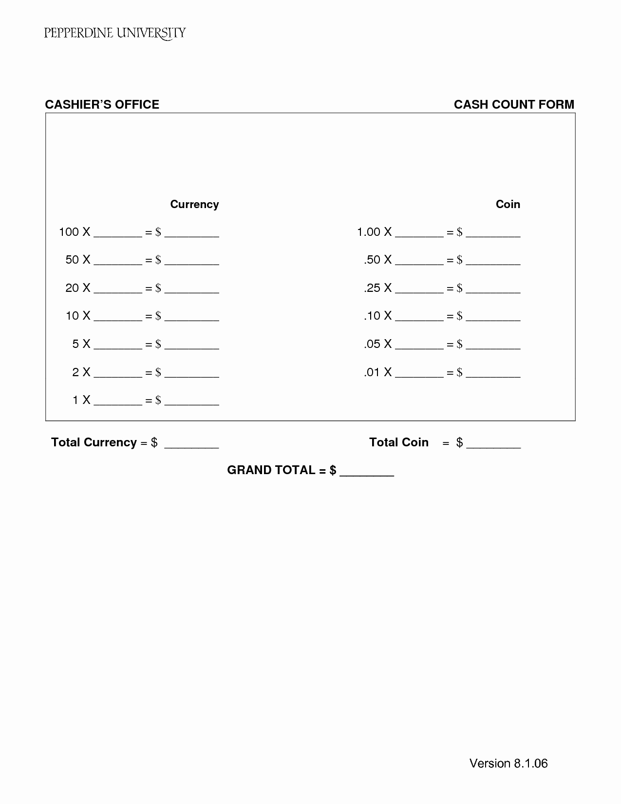 Cash Drawer Count Sheet Luxury Cash Count Sheet Template