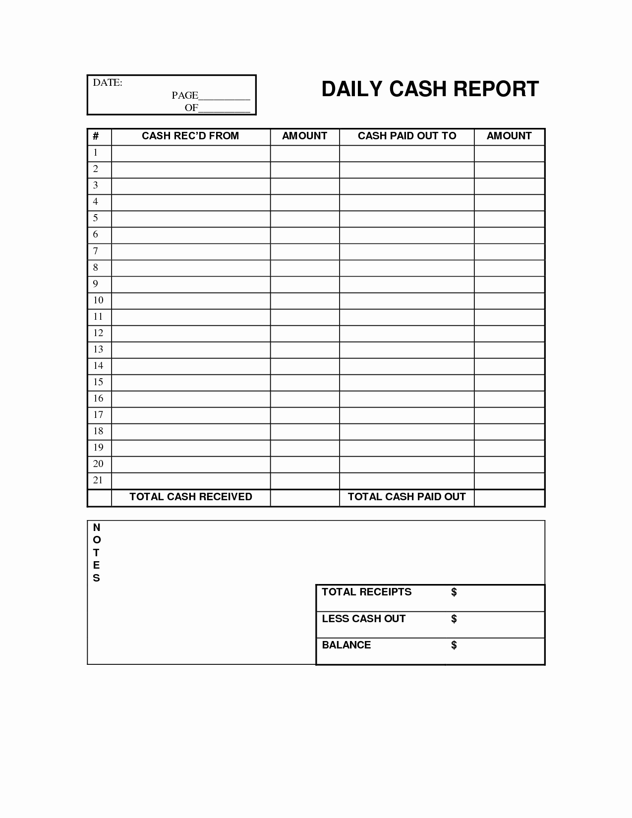 Cash Register Count Sheet Elegant Daily Cash Register Balance Sheet Template