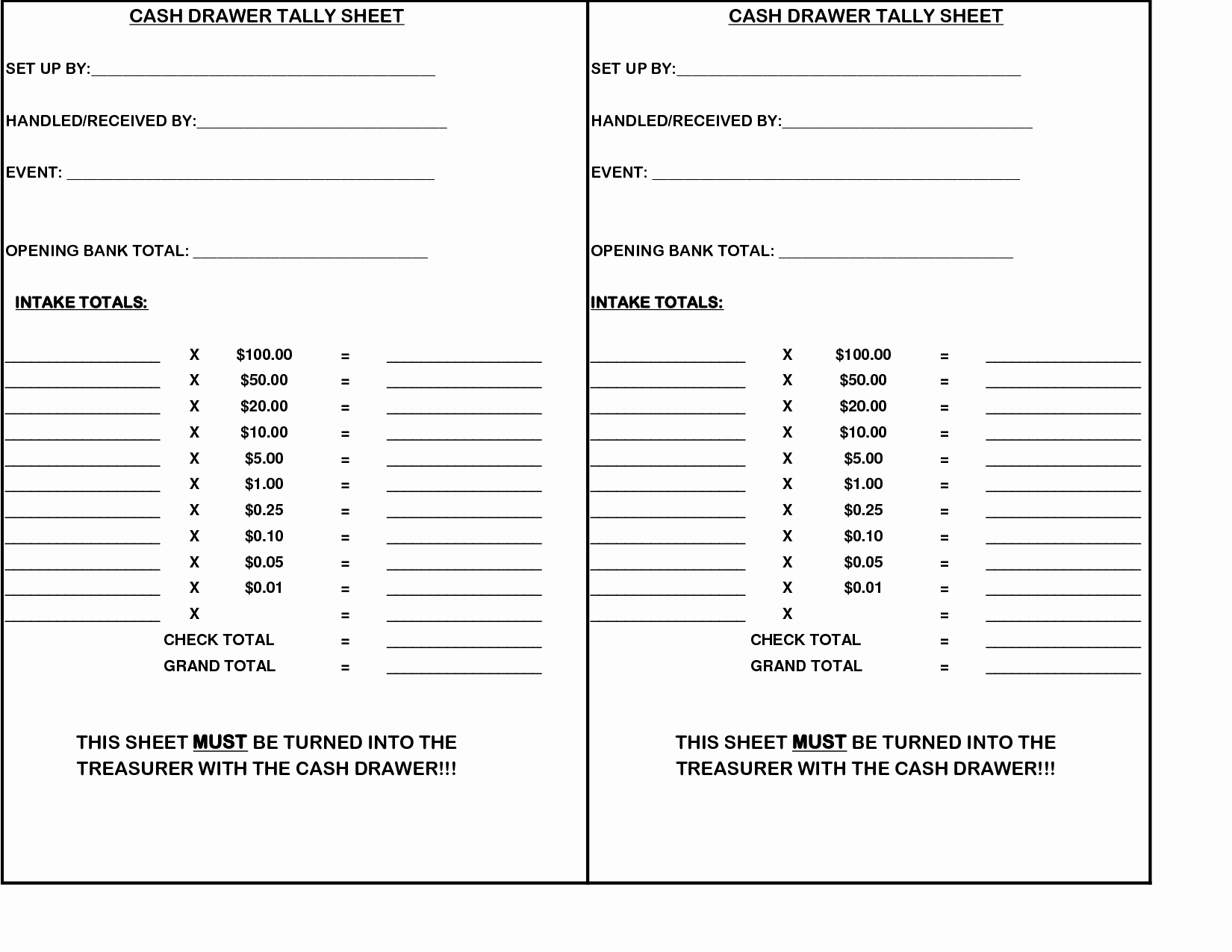 Cash Register Count Sheet Inspirational Cash Register Till Balance Shift Sheet In Out Template