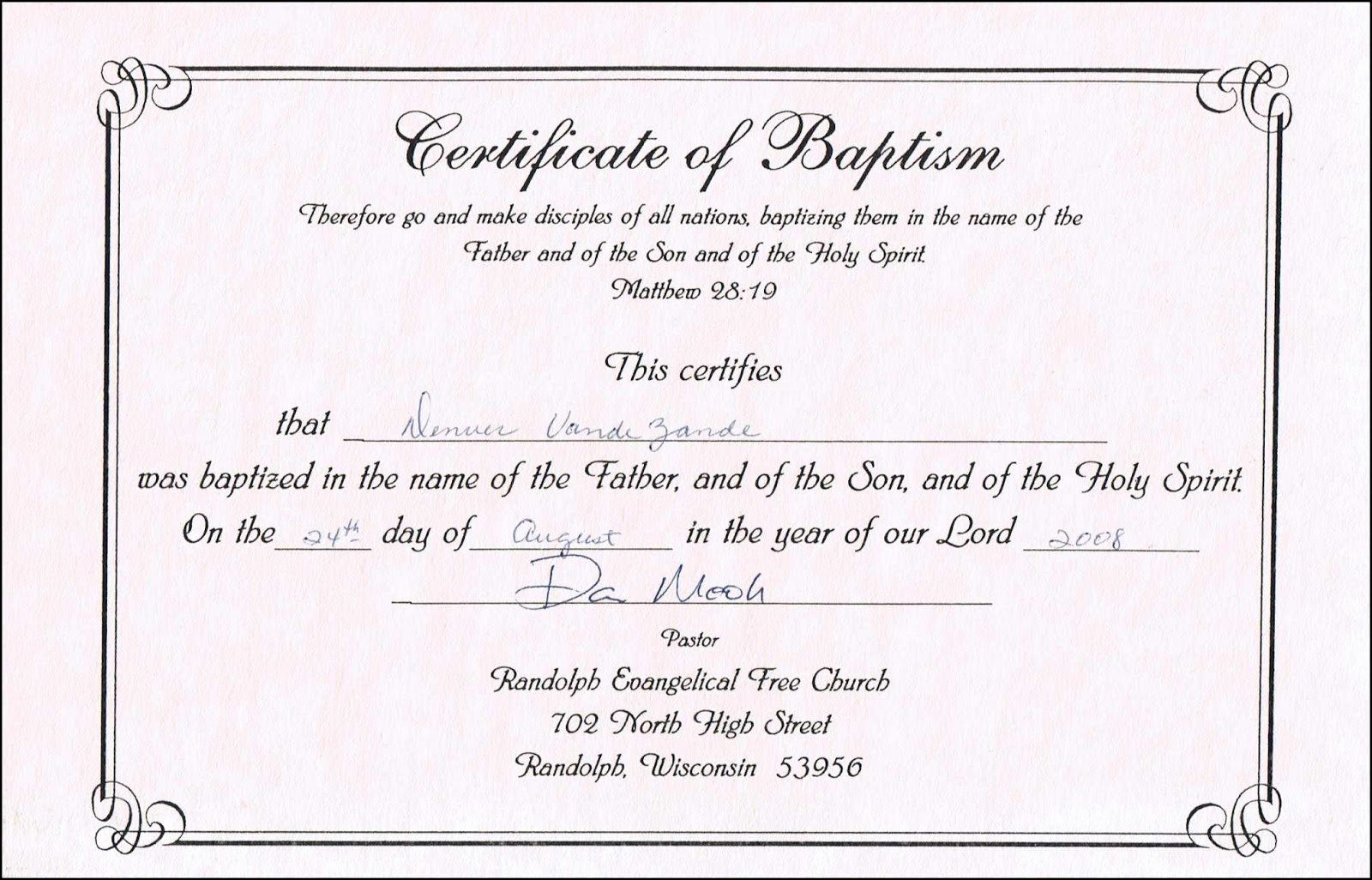 Catholic Baptism Certificate Template Unique Sample Baptism Certificate Templates