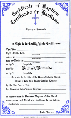 Catholic Baptismal Certificate Template New Baptismal Certificates Bilingual the Paraclete Catholic