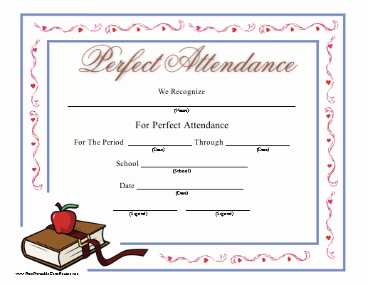 Certificate for Perfect attendance Unique Perfect attendance