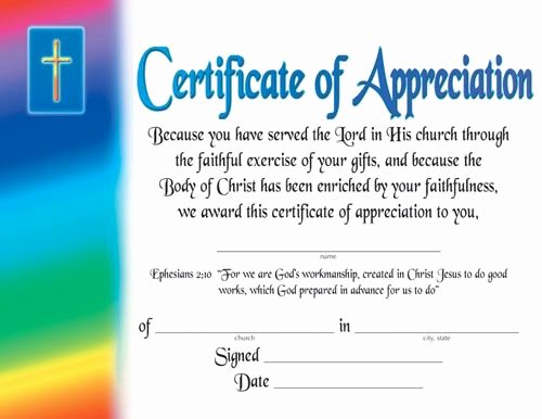 Certificate for Volunteer Work Best Of Certificate Of Appreciation Religious