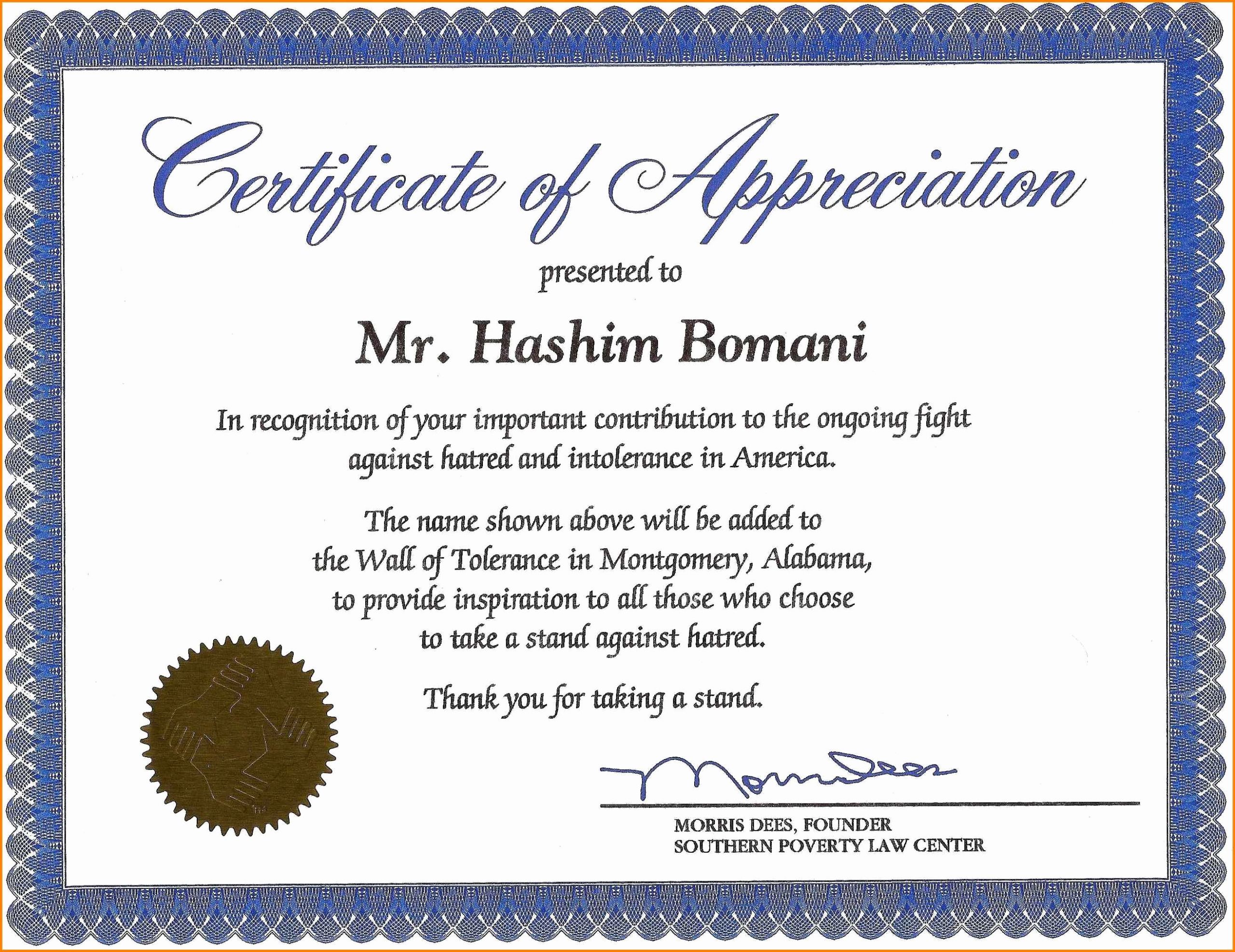 Certificate for Volunteer Work Fresh Certificate Of Recognition Wording Copy Certificate