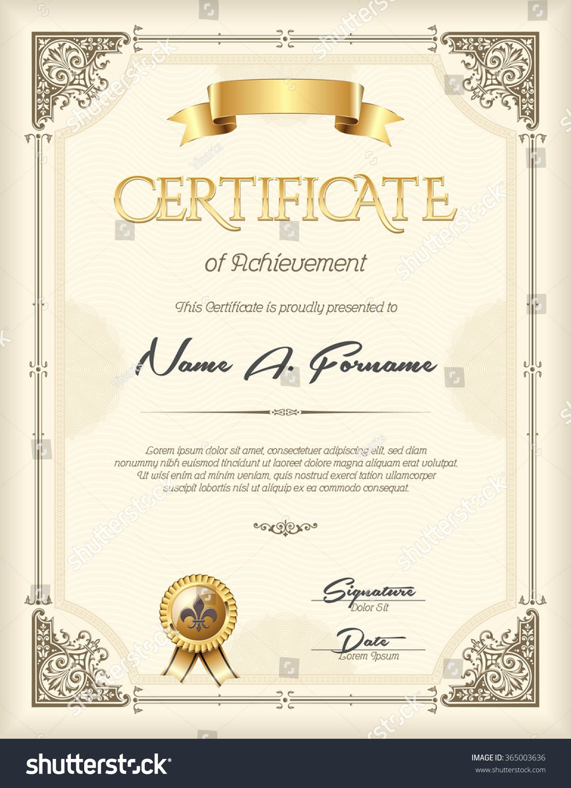 Certificate Of Achievement Frame Unique Certificate Achievement Vintage Frame Stock Vector