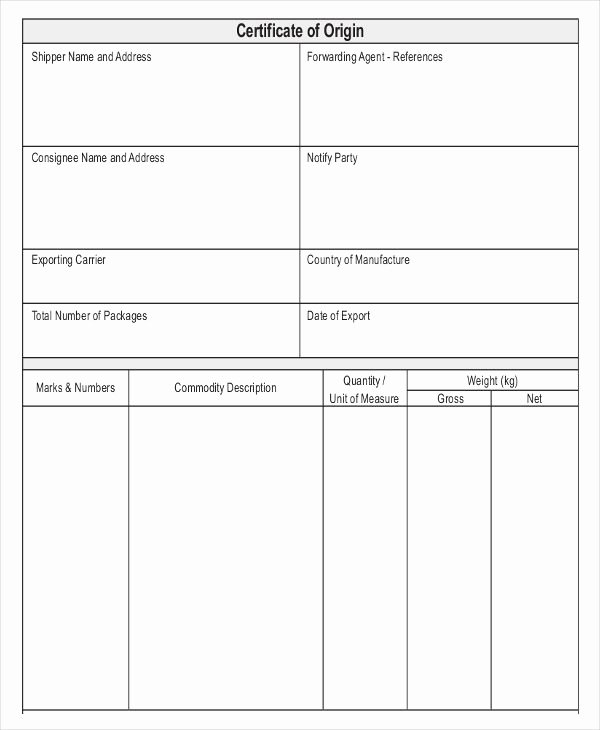 Certificate Of Analysis Template Excel Inspirational 10 Certificate Of origin Templates