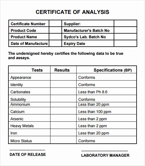 Certificate Of Analysis Template Inspirational Free 30 Analysis Templates In Google Docs