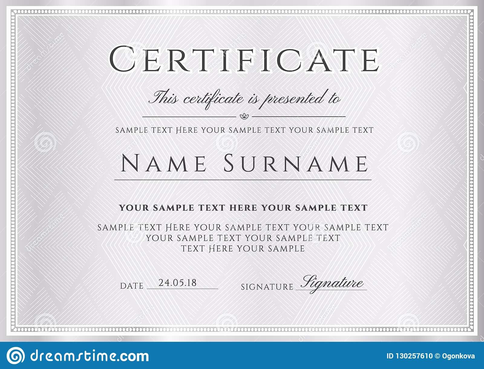 Certificate Of Appreciation for Donation Template Fresh Certificate Vector Template formal Silver Border