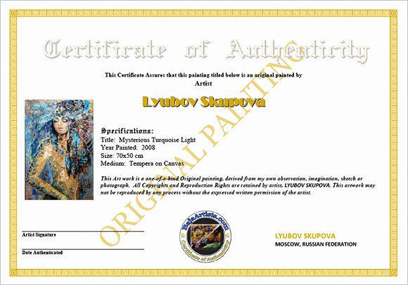 Certificate Of Authenticity Art Template Fresh Free 26 Certificate Of Authenticity Samples In Ms Word