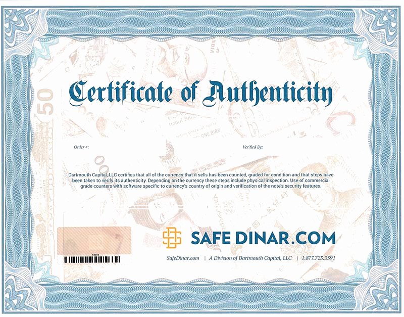 Certificate Of Authenticity Paper New Safedinar Certificate Authenticity